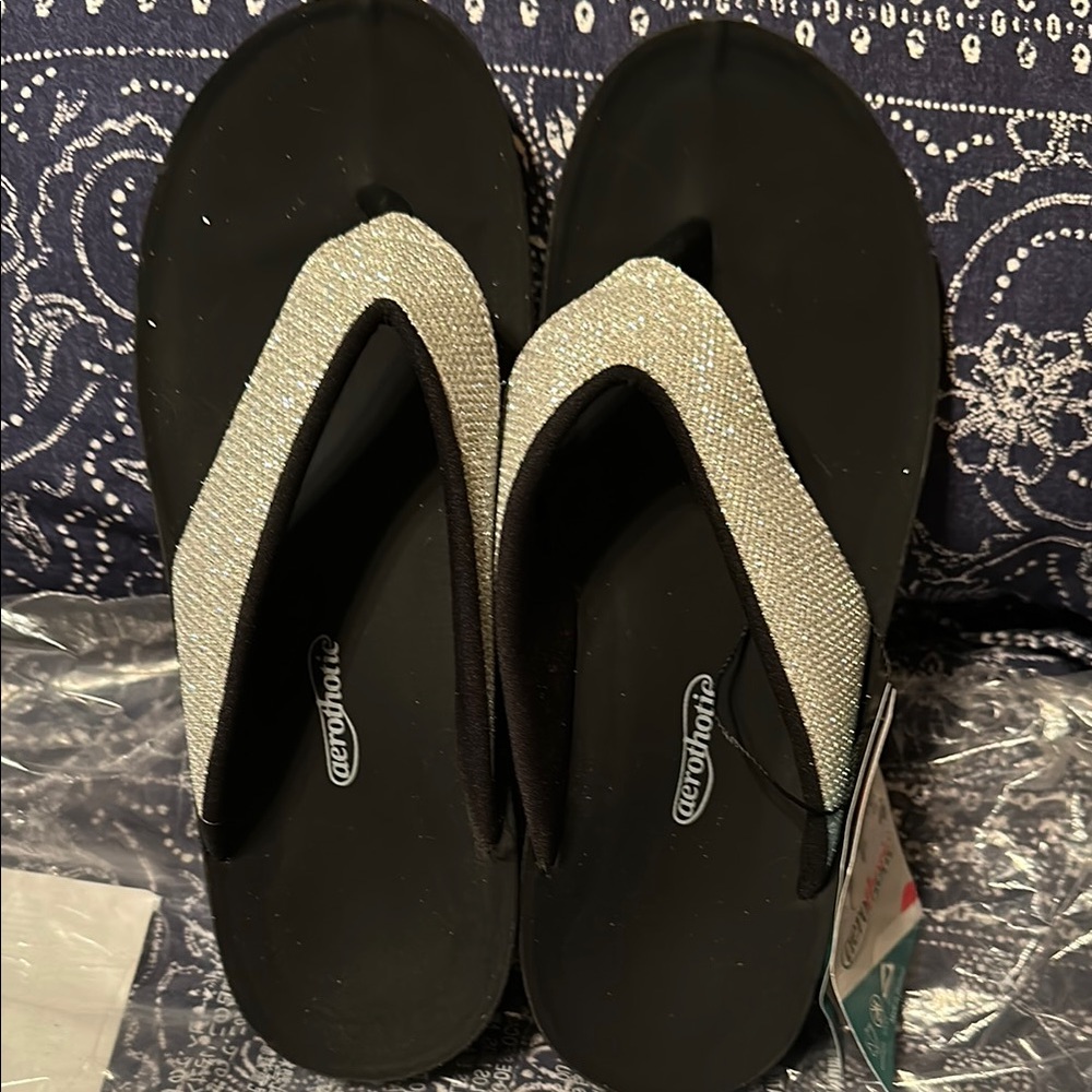 Aerothotic Black & Silver Sandals